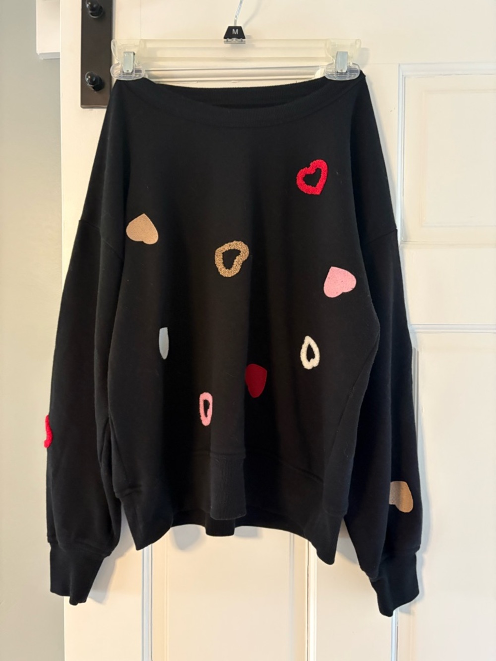 Lou & Grey Black Sweater size S with embroidered heart design